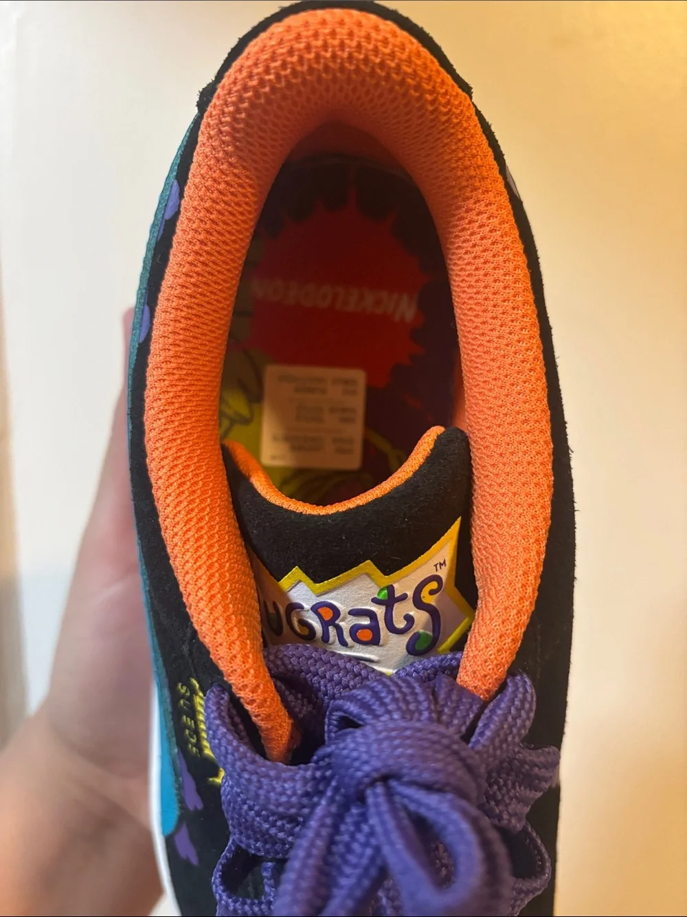 Puma Kids Black Sneakers with Purple Laces and Orange Interior Trim